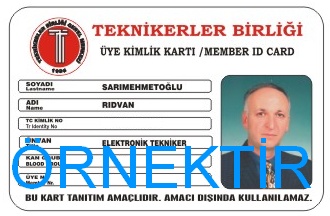  Teknikerler Birliği &Uuml;ye Kimlik Kartı